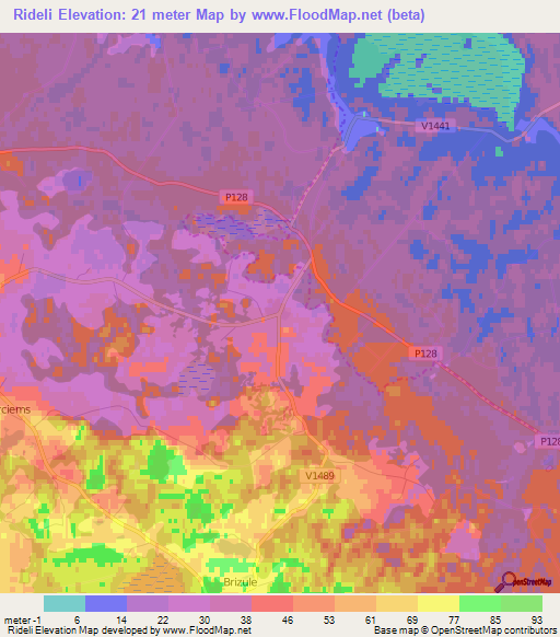 Rideli,Latvia Elevation Map