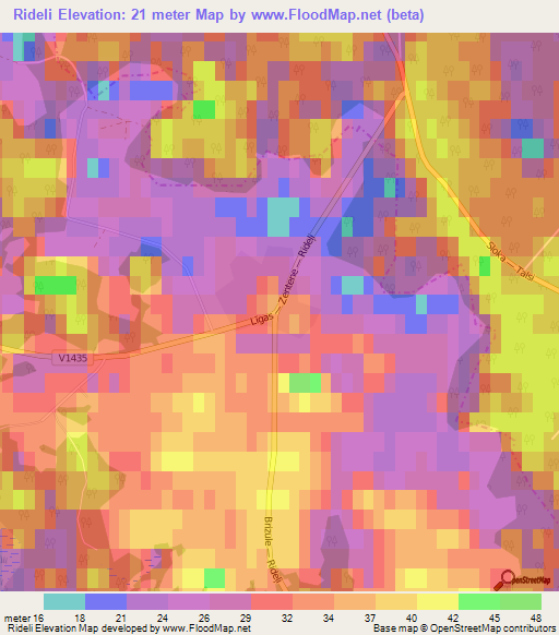 Rideli,Latvia Elevation Map