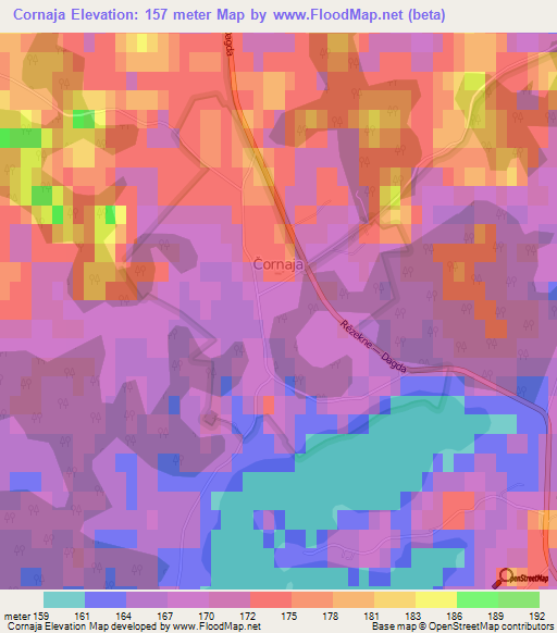 Cornaja,Latvia Elevation Map