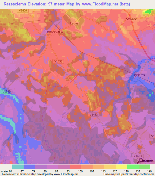 Rezesciems,Latvia Elevation Map