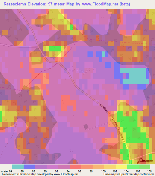 Rezesciems,Latvia Elevation Map