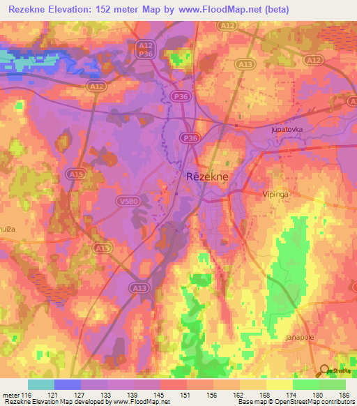 Rezekne,Latvia Elevation Map