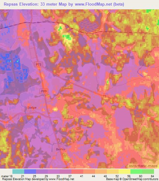 Repsas,Latvia Elevation Map