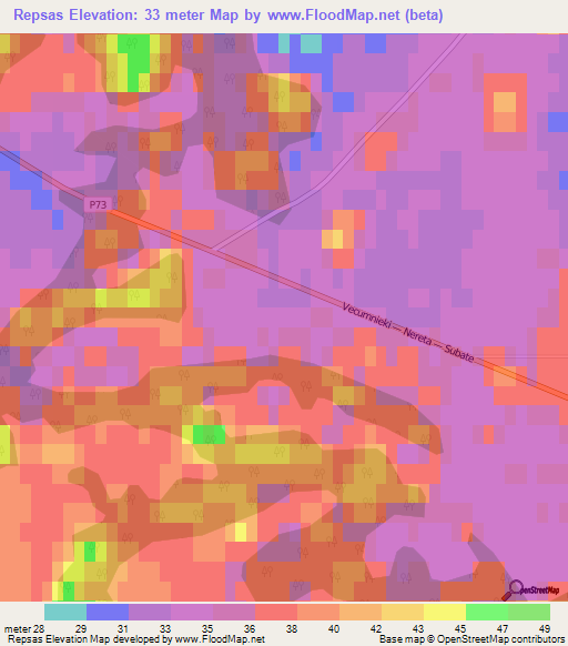 Repsas,Latvia Elevation Map