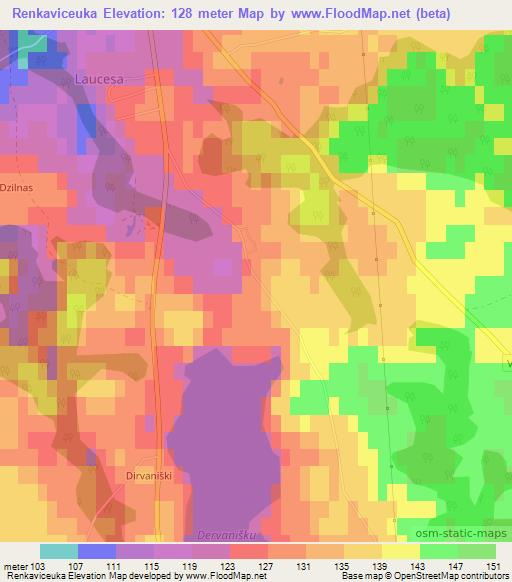 Renkaviceuka,Latvia Elevation Map