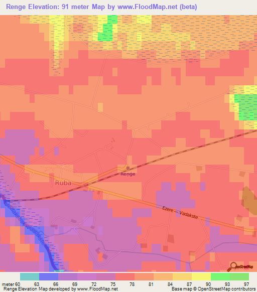 Renge,Latvia Elevation Map