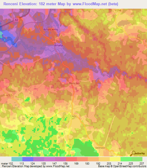 Renceni,Latvia Elevation Map