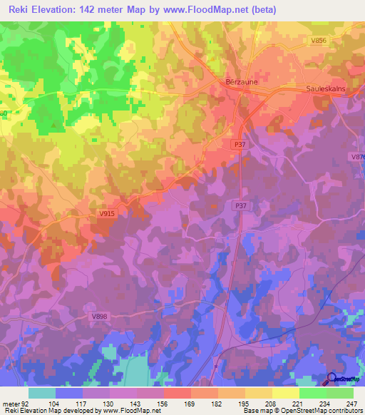 Reki,Latvia Elevation Map