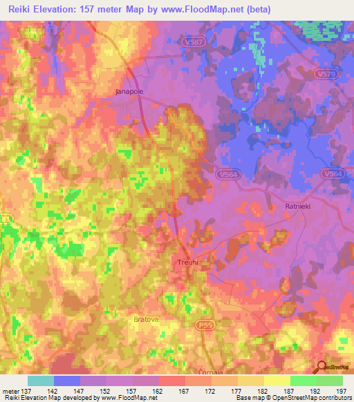 Reiki,Latvia Elevation Map