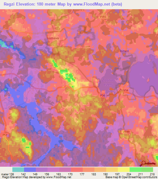 Regzi,Latvia Elevation Map