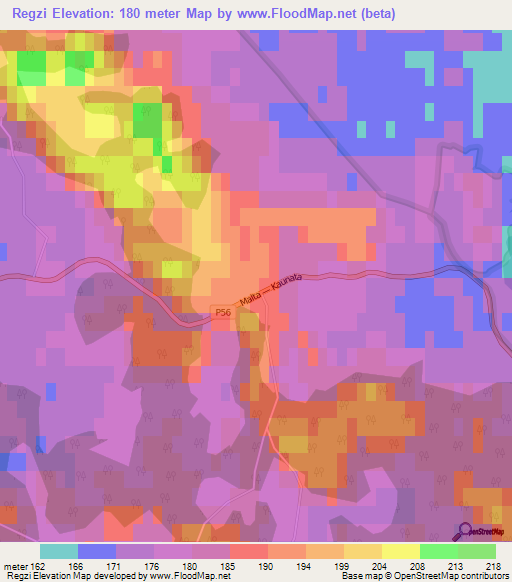 Regzi,Latvia Elevation Map