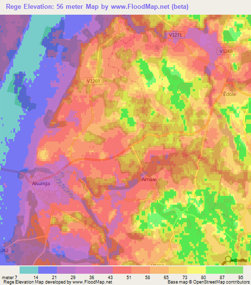 Rege,Latvia Elevation Map