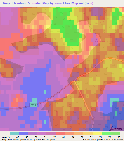 Rege,Latvia Elevation Map