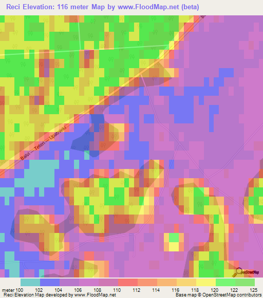 Reci,Latvia Elevation Map