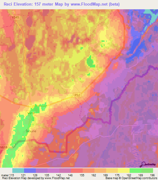 Reci,Latvia Elevation Map