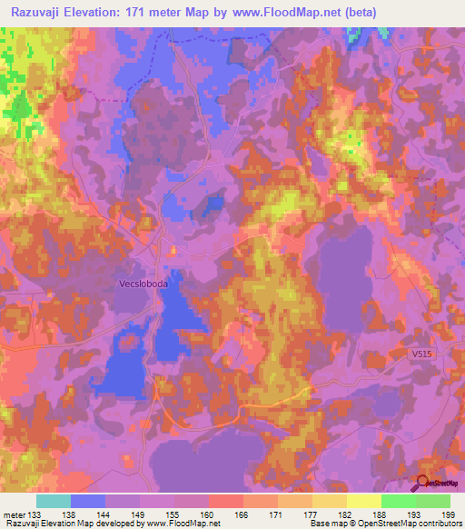 Razuvaji,Latvia Elevation Map