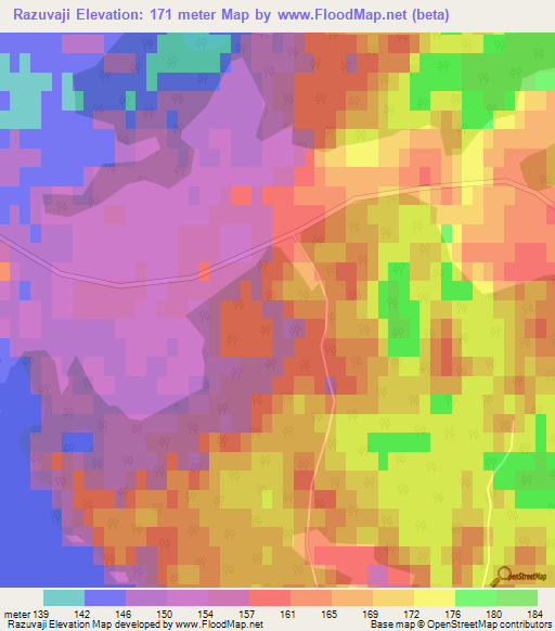 Razuvaji,Latvia Elevation Map