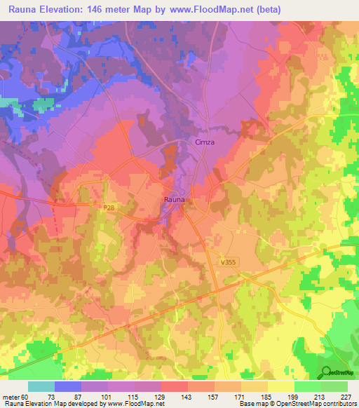 Rauna,Latvia Elevation Map