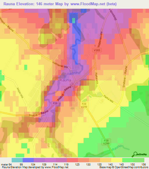 Rauna,Latvia Elevation Map