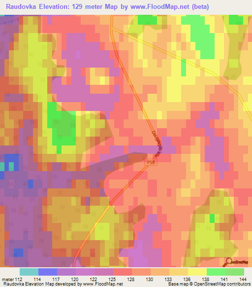 Raudovka,Latvia Elevation Map