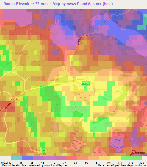 Rauda,Latvia Elevation Map