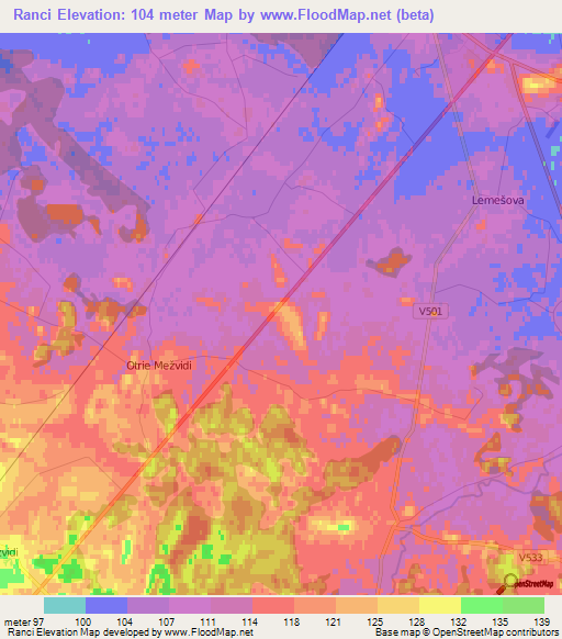 Ranci,Latvia Elevation Map