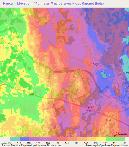 Rancani,Latvia Elevation Map