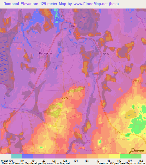 Rampani,Latvia Elevation Map