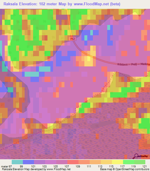 Raksala,Latvia Elevation Map