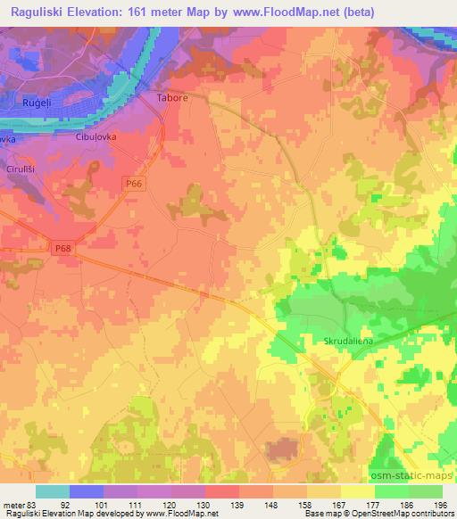 Raguliski,Latvia Elevation Map