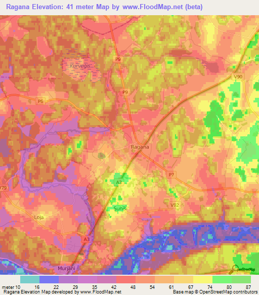 Ragana,Latvia Elevation Map