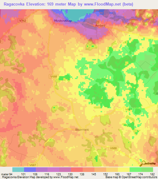 Ragacovka,Latvia Elevation Map