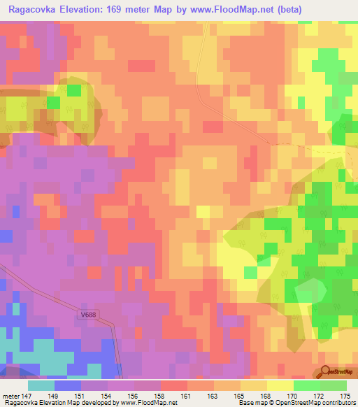 Ragacovka,Latvia Elevation Map