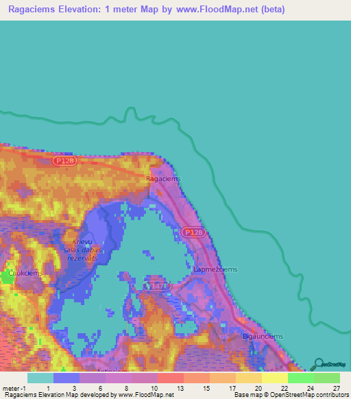 Ragaciems,Latvia Elevation Map