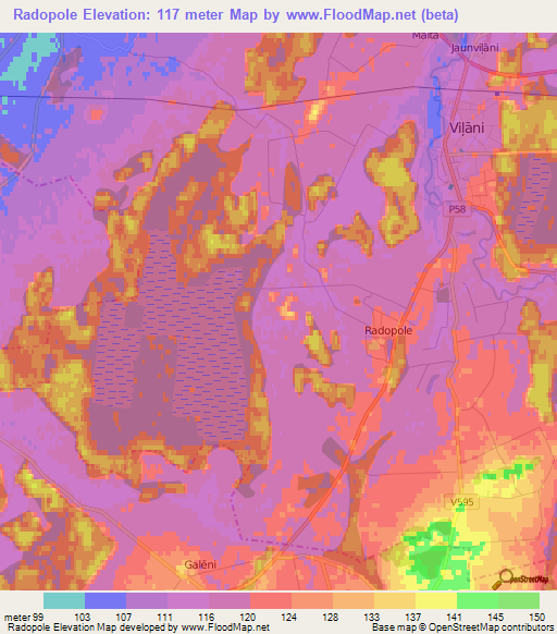 Radopole,Latvia Elevation Map