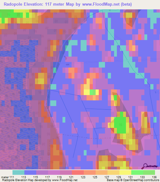 Radopole,Latvia Elevation Map