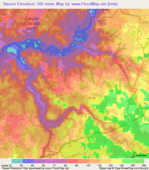 Raceni,Latvia Elevation Map