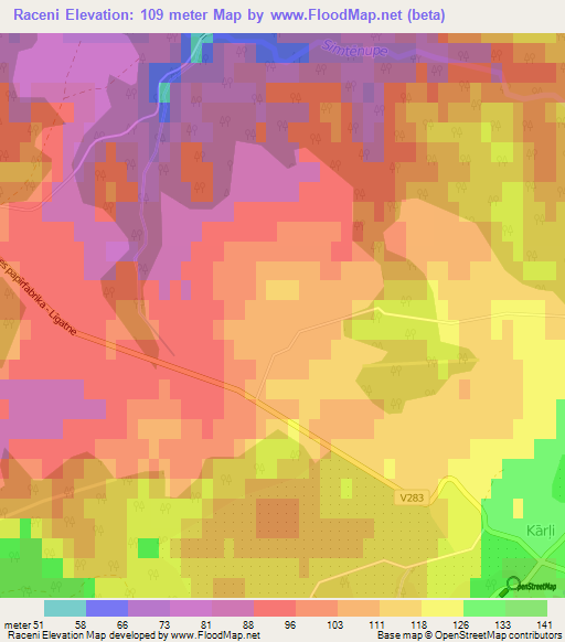 Raceni,Latvia Elevation Map