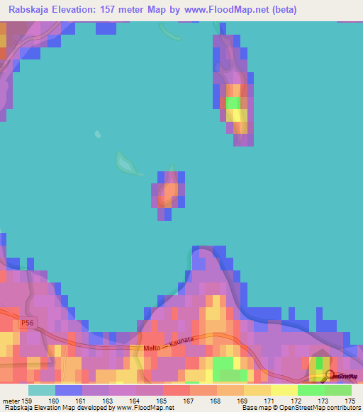 Rabskaja,Latvia Elevation Map