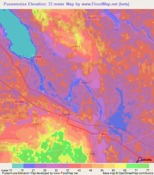 Puzesmuiza,Latvia Elevation Map