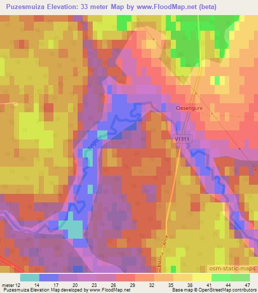 Puzesmuiza,Latvia Elevation Map