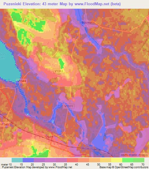 Puzenieki,Latvia Elevation Map