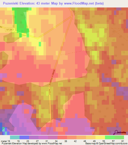 Puzenieki,Latvia Elevation Map