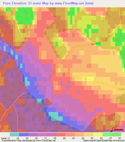 Puze,Latvia Elevation Map