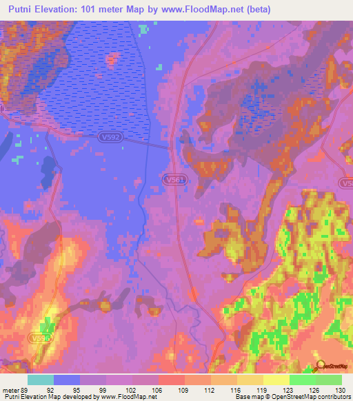 Putni,Latvia Elevation Map