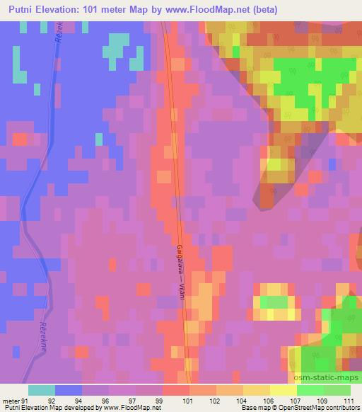 Putni,Latvia Elevation Map