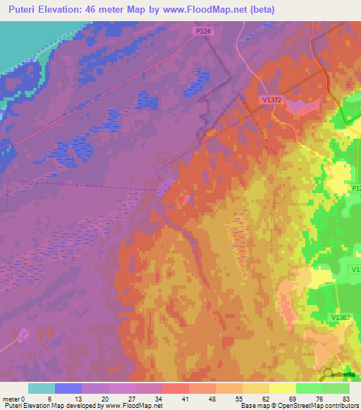 Puteri,Latvia Elevation Map