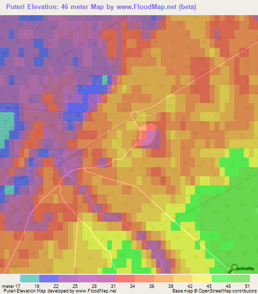 Puteri,Latvia Elevation Map