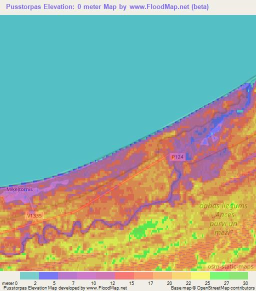 Pusstorpas,Latvia Elevation Map