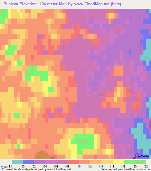 Pusleva,Latvia Elevation Map